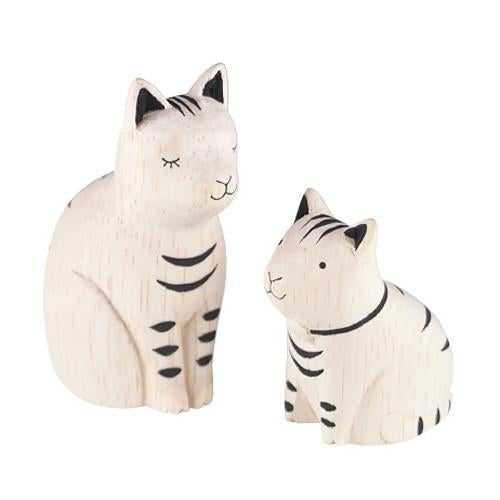 T-lab polepole animal Family Set Tabby Cat